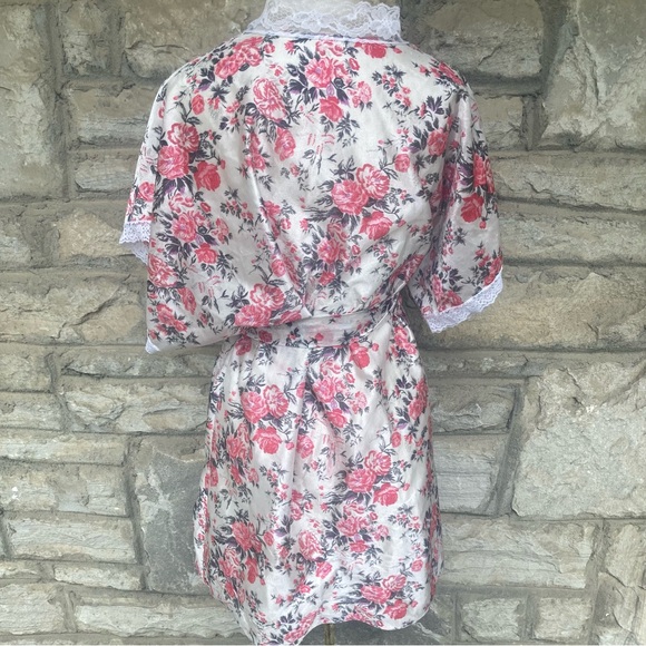 Vintage Private Moments NY floral flower lace trim wrap robe lingerie - Picture 10 of 15
